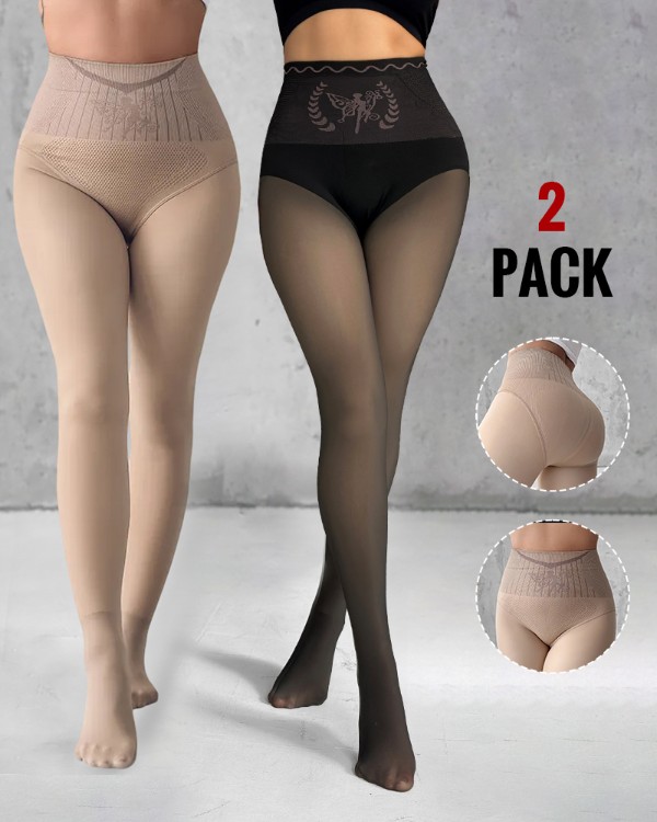 ChicMe ShapeLift 2-Pack Magic Fleece Lined Leggings High Waist Tummy Control Butt Lifting Thermal Pantyhose