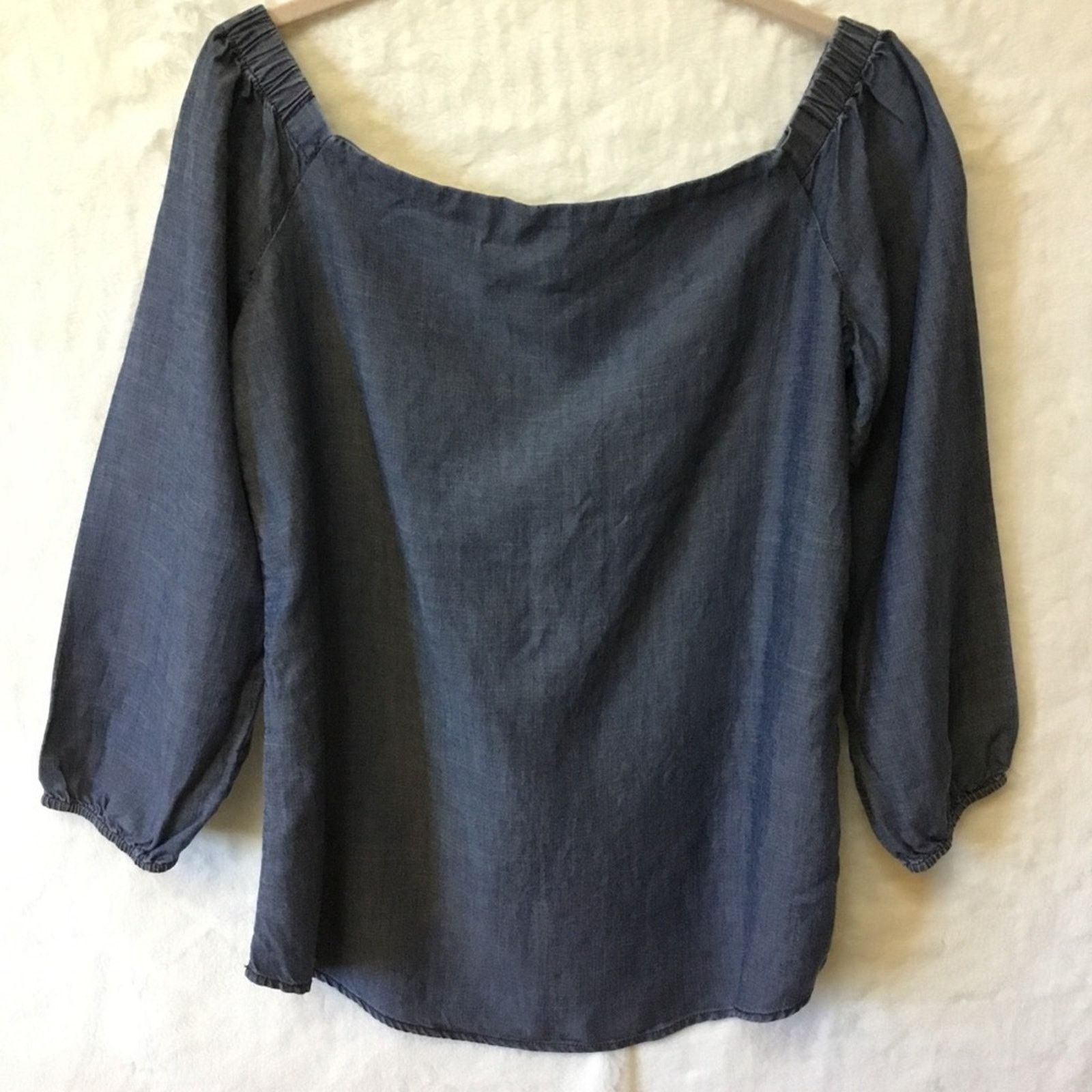 Chicos Chico's Blue Jean Square Neck Long-Sleeve Top, Women's (Size XS)