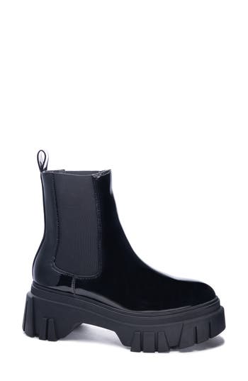 Chinese Laundry Jenny Platform Chelsea Boot in Black Soft Patent at Nordstrom Rack, Size 6.5