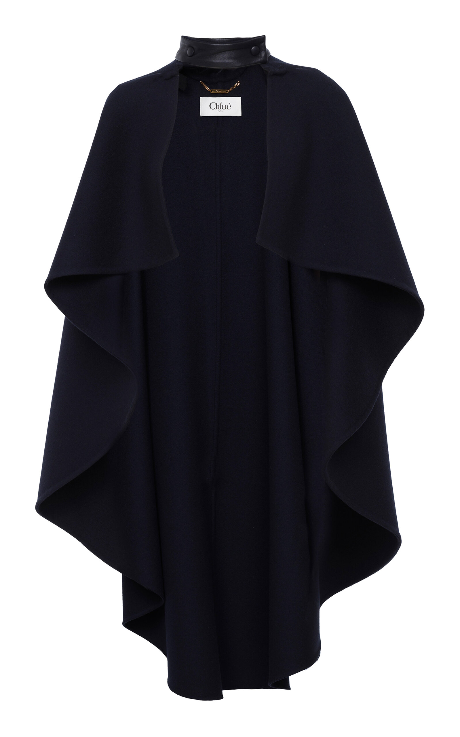 Chlo - Asymmetric Cropped Wool Cape Coat - Navy - FR 34 - Moda Operandi