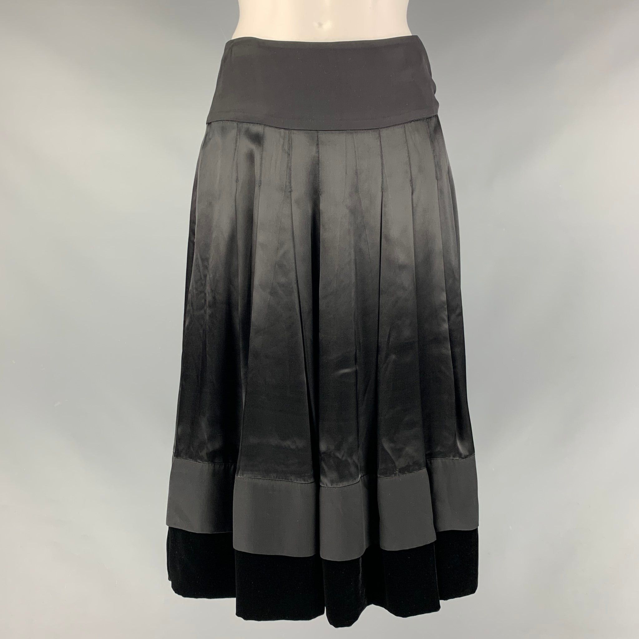 Chloe Black Silk Pleated Circle Skirt, Women's (Size 26)