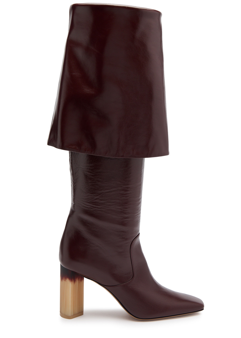 Chloe Georgia 90 Glossed Leather Knee-high Boots - Burgundy - 38 (IT38 / UK5)