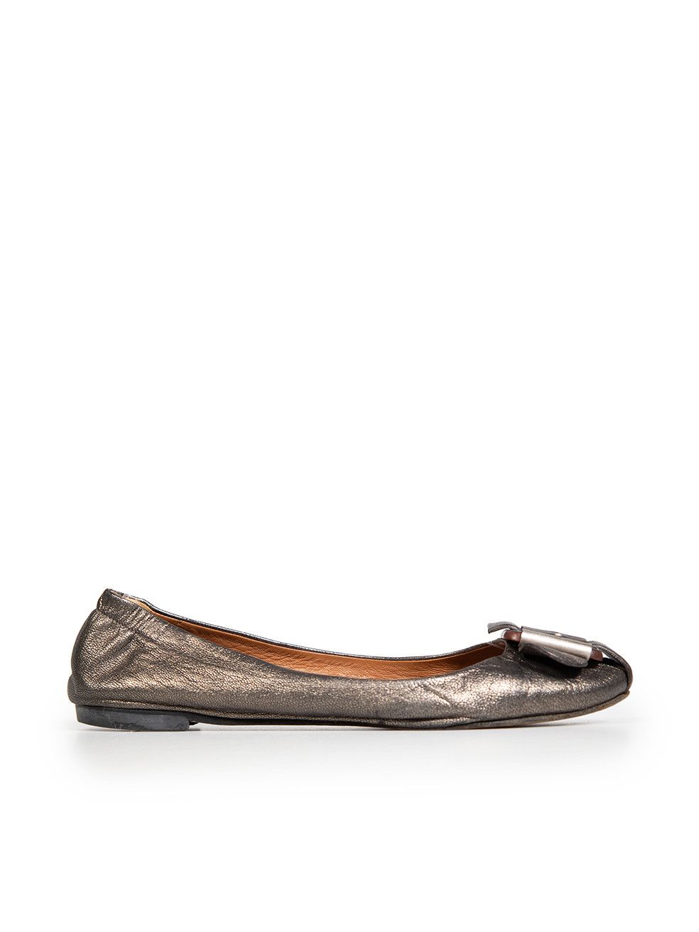 Chloe Metallic Leather C-Buckle Ballet Flats, Women's (Size 9)