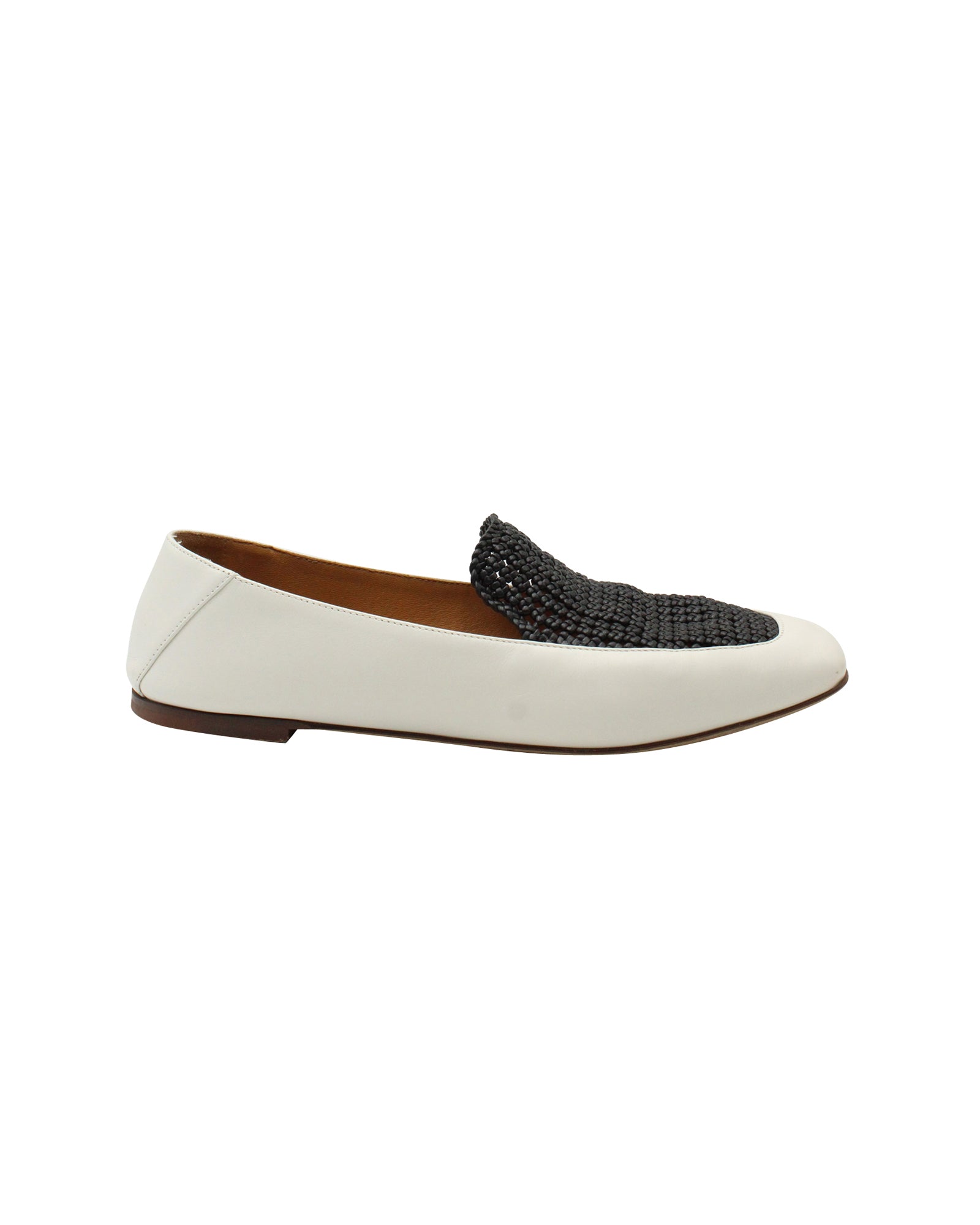 Chloé Olene Two-Tone Loafers in White Leather