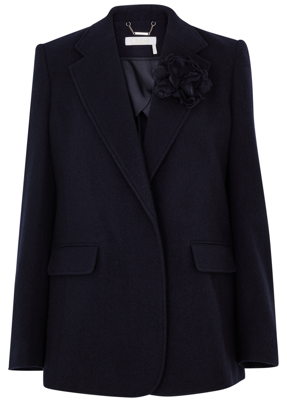 Chloe Wool and Cashmere-blend Blazer - Navy - 38 (UK10 / S)