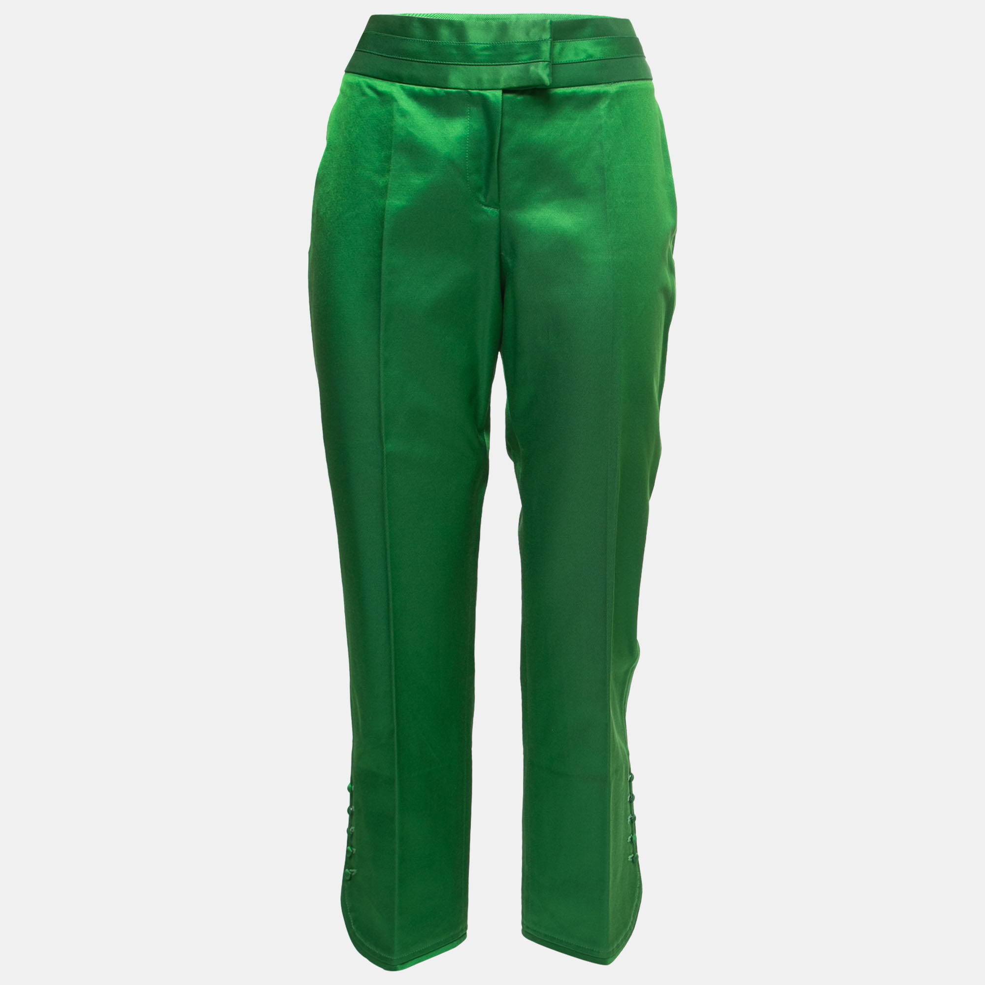 Christian Dior Green Button Detail Cropped Trousers L