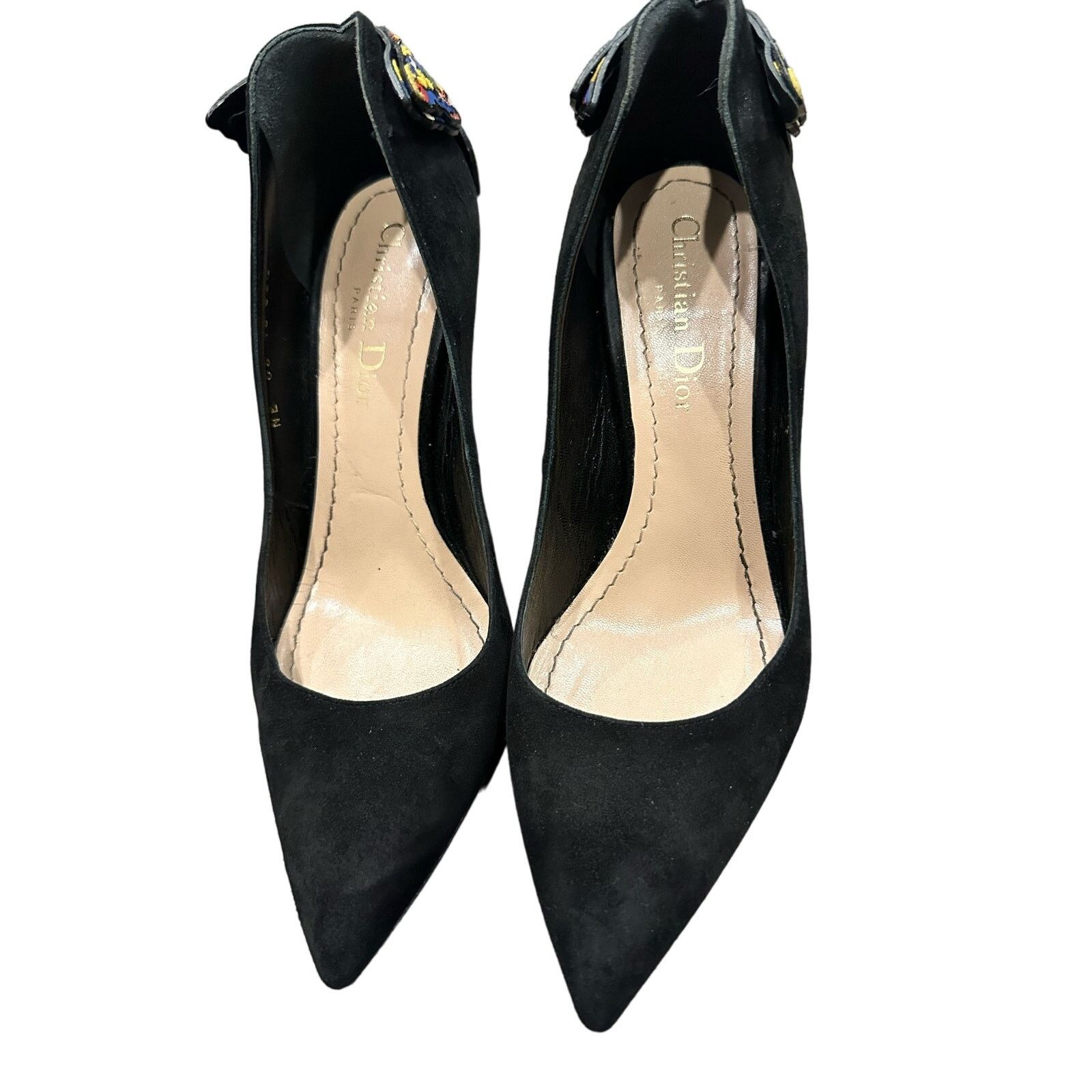 Christian Dior Monsieur Christian Dior Bee Accent Suede Slingback Pumps Size 36.5 Shoes in Black, Women's