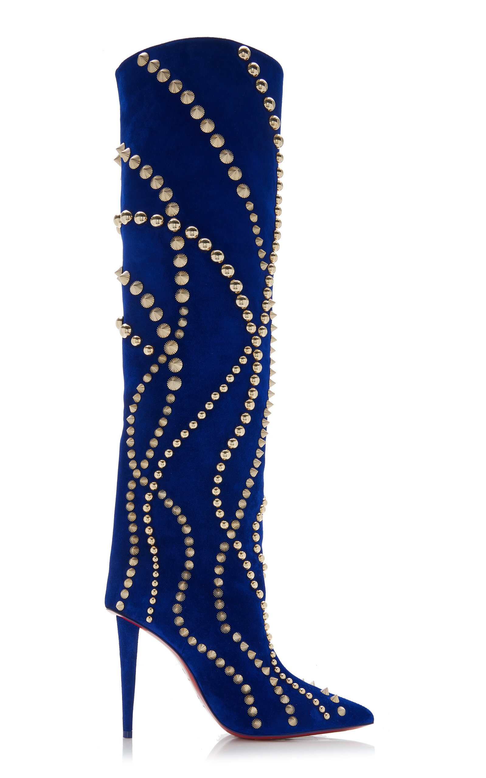 Christian Louboutin - Astrilarge Botta 100mm Studded Suede Boots - Blue - IT 37 - Moda Operandi