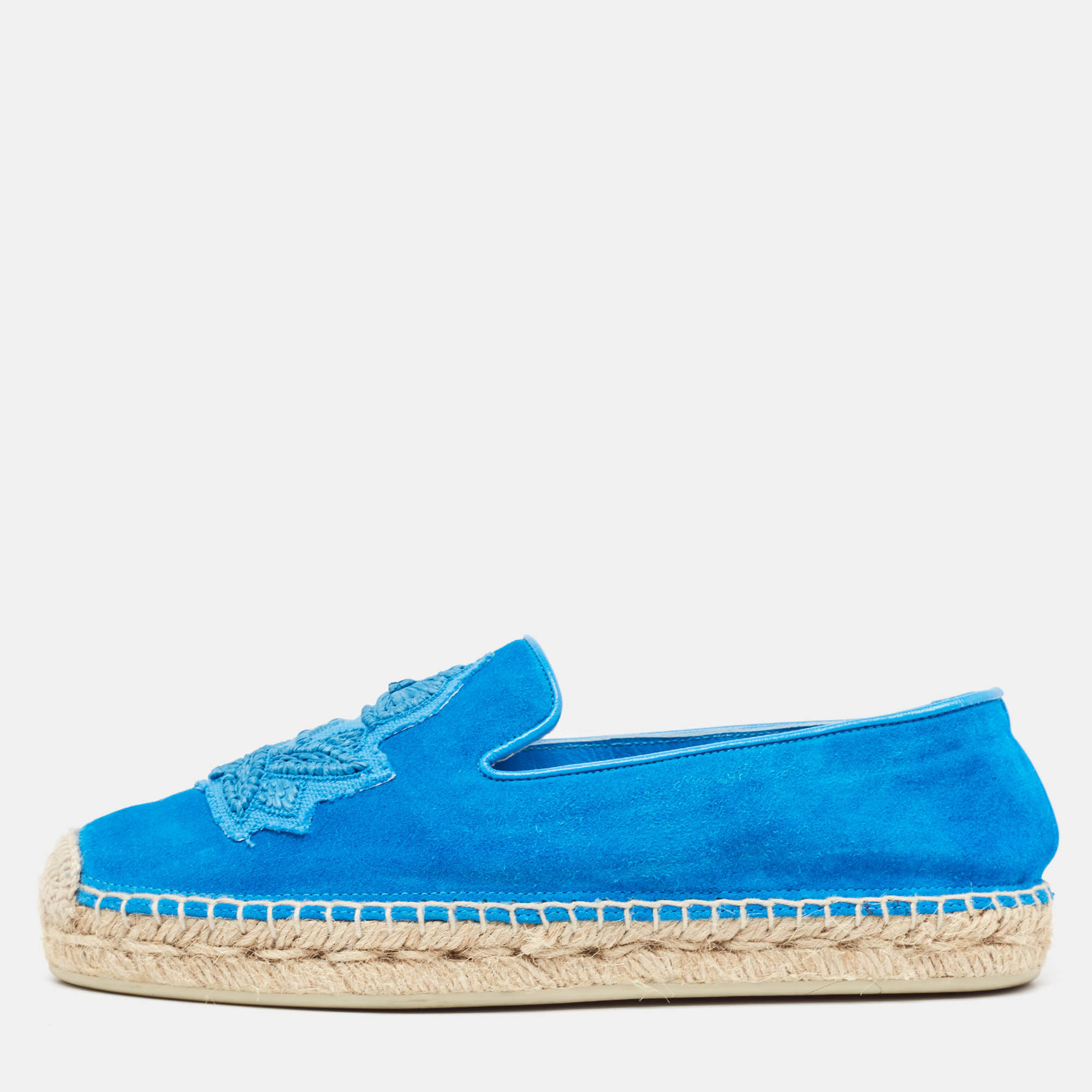 Christian Louboutin Blue Suede and Leather Nanou Orlato Espadrilles Size 36