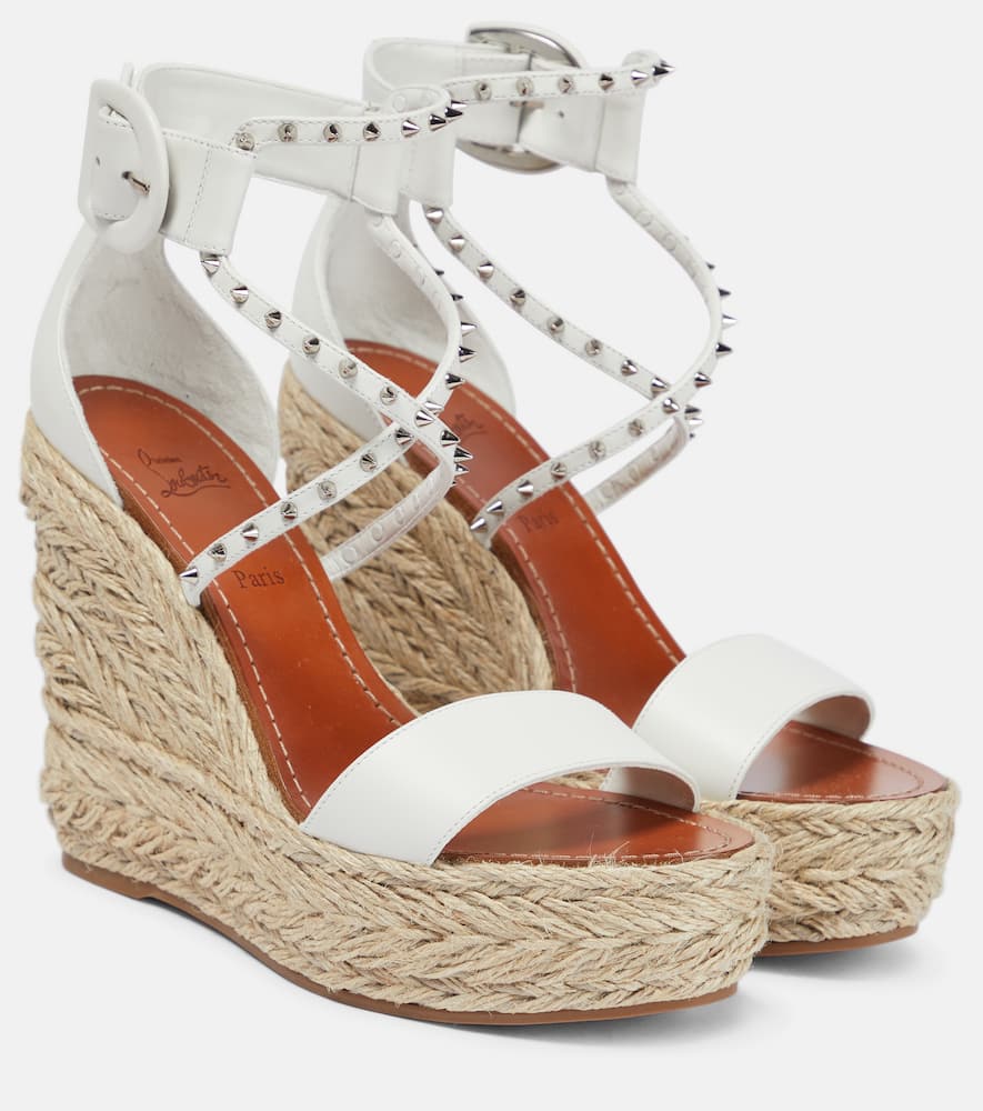 Christian Louboutin Chocazeppa leather wedge espadrilles