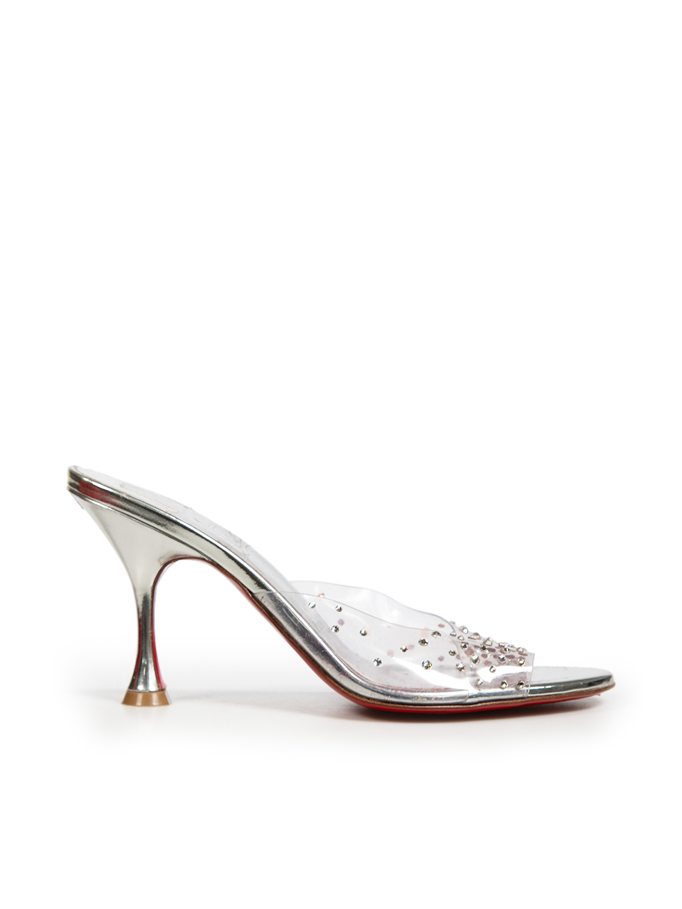 Christian Louboutin Silver Degramule 85 Embellished Mules