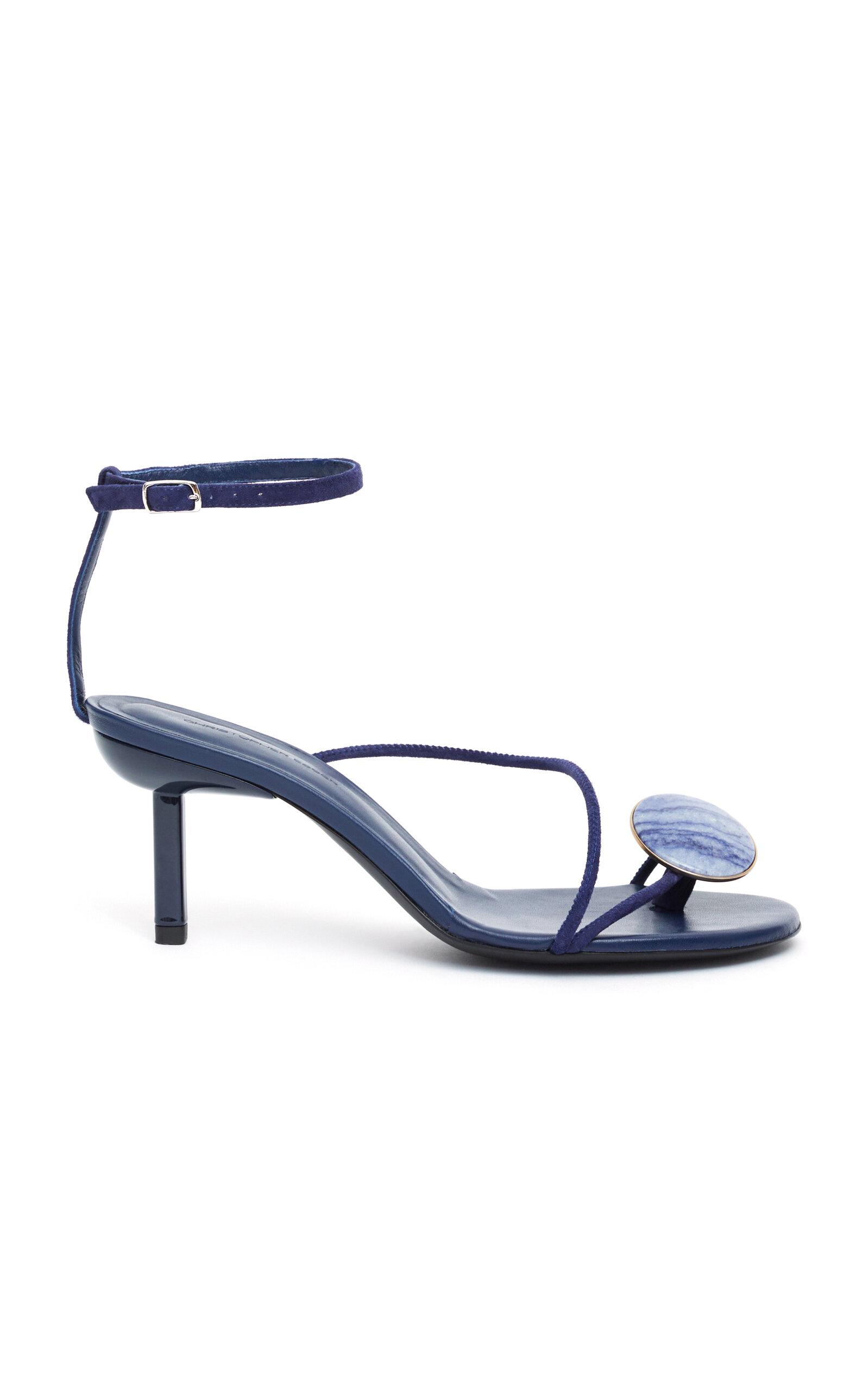 Christopher Esber - Doma Stoned Suede Heeled Sandals - Navy - IT 38 - Only At Moda Operandi