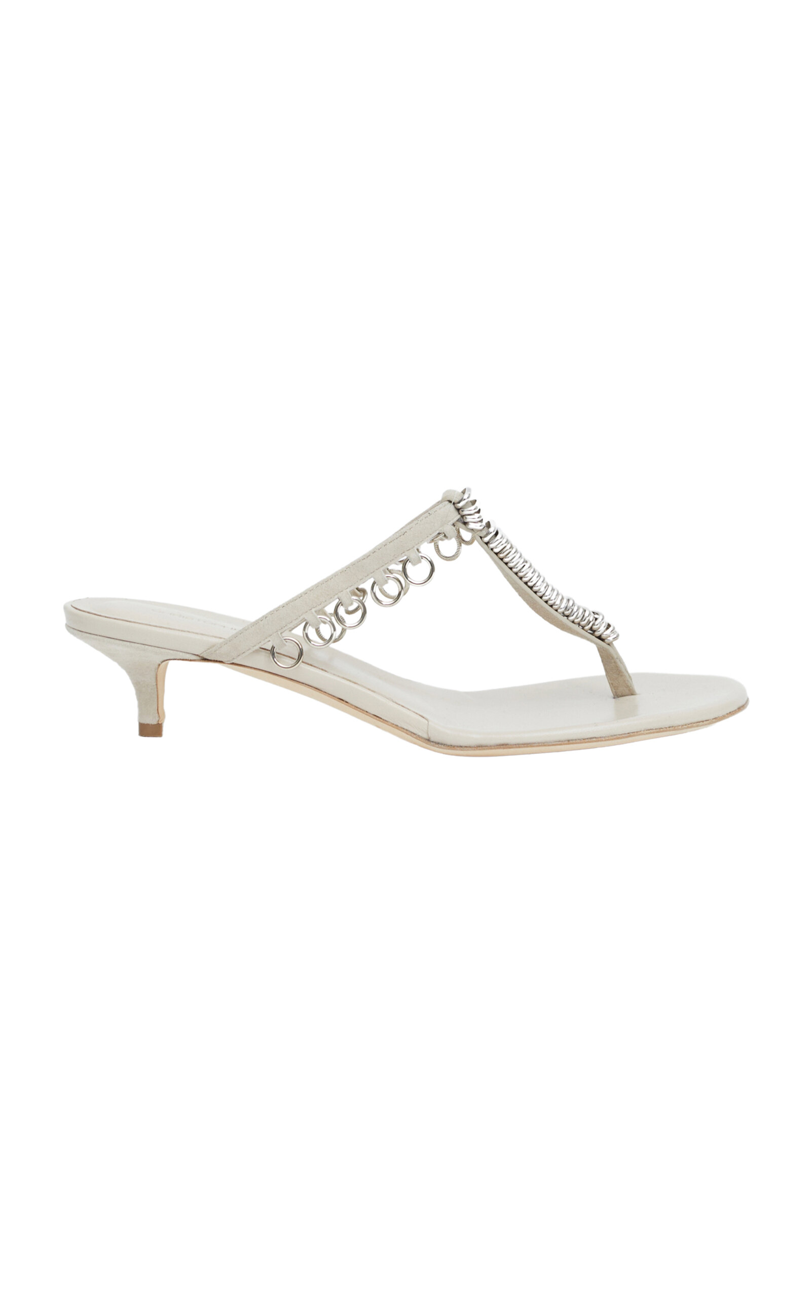 Christopher Esber - Pierced Leather Kitten Heels - White - IT 40 - Only At Moda Operandi