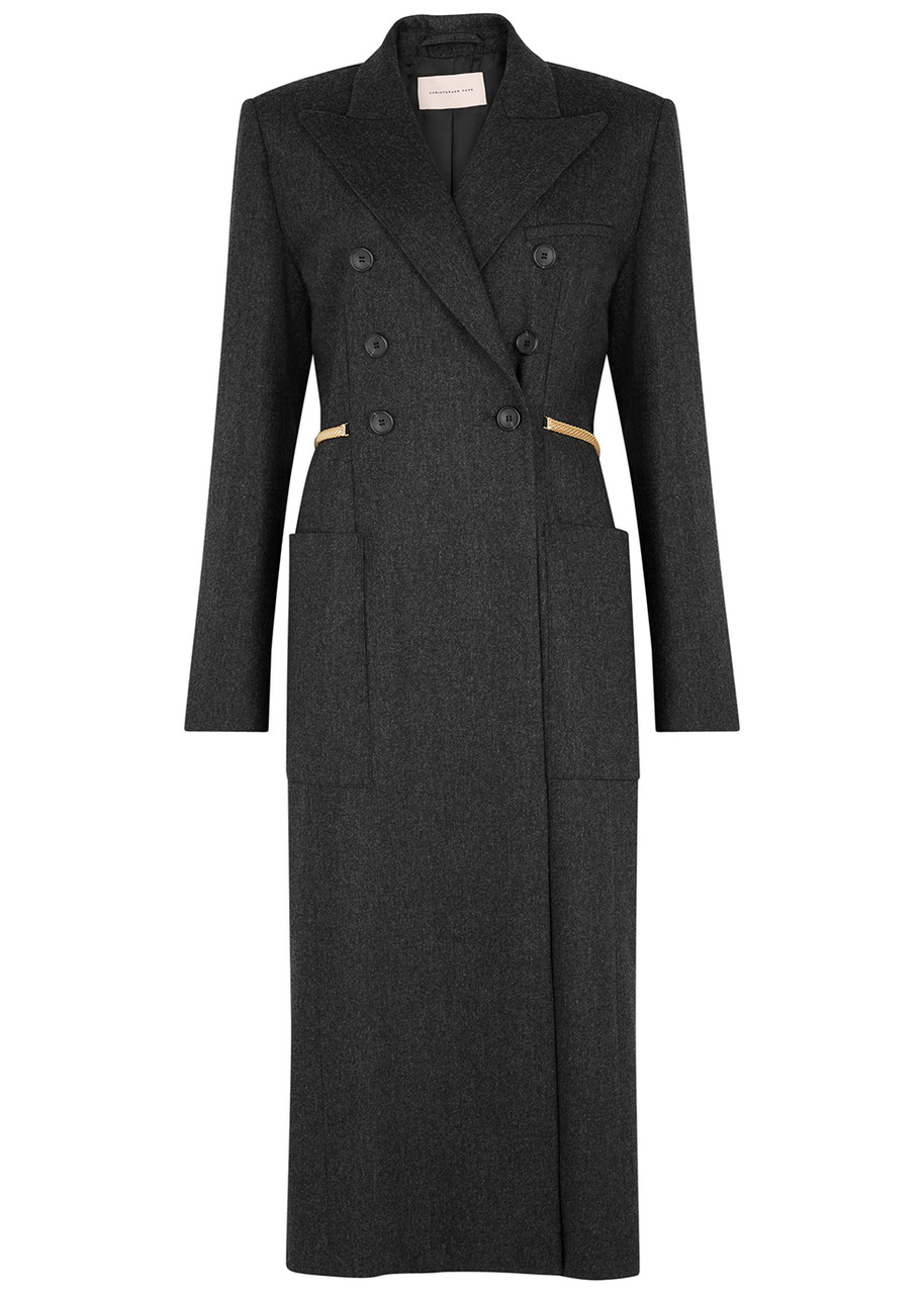 Christopher Kane Dark Grey Double-breasted Wool-blend Coat - 14