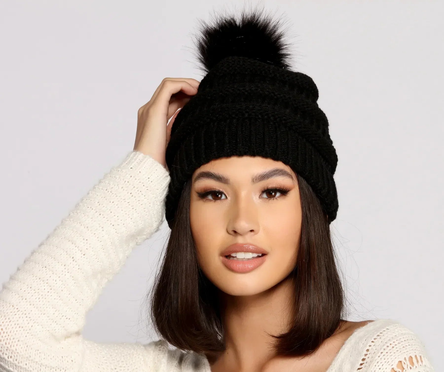 Chunky Knit Pom Beanie