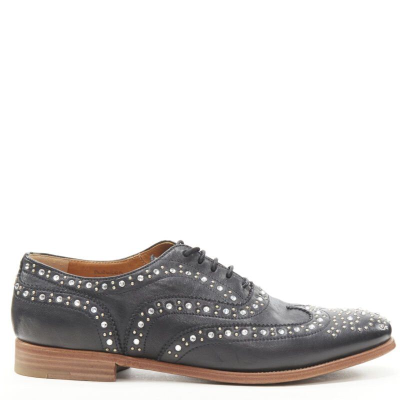 Churchs Church's Burwood Black Leather Crystal Diamante Oxford Brogues Eu36.5 Shoes, Women's