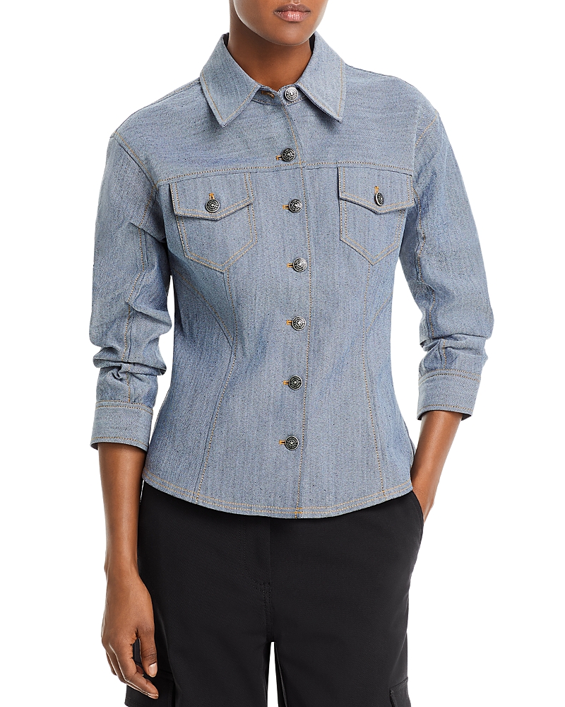 Cinq a Sept Scrunched Sleeve Denim Jacket