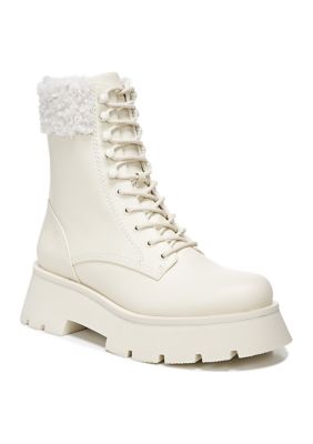 Circus NY by Sam Edelman Women's Larsa Shearling Combat Boots, Ivory, 11M