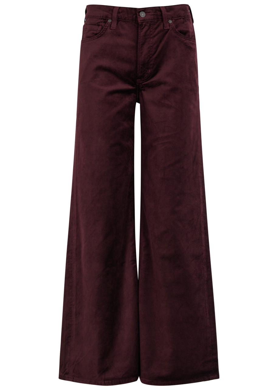 Citizens OF Humanity Loli Wide-leg Velvet Trousers - Burgundy - 24 (W24 / UK6 /xS)