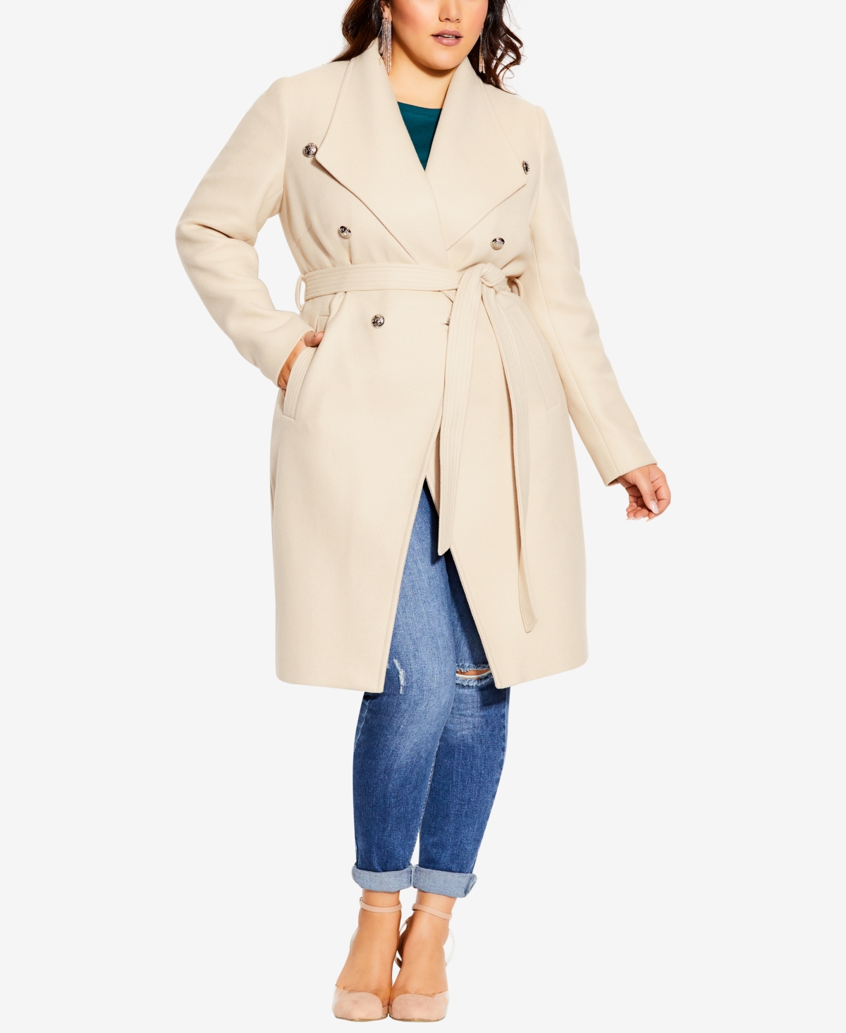 City Chic Women's Sassy Military Coat - Buff