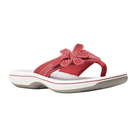 Clarks Womens Cloudsteppers Brinkley Flora Flip-Flops, 11 Medium, Red