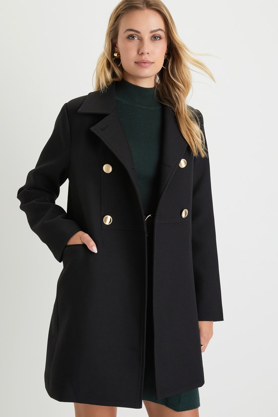 Classic Forecast Black Twill Double-Breasted Coat