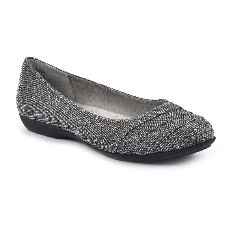 Cliffs by White Mountain Clara Women's Ballet Flats, Size: 8 Wide, Silver Glitter Fabric