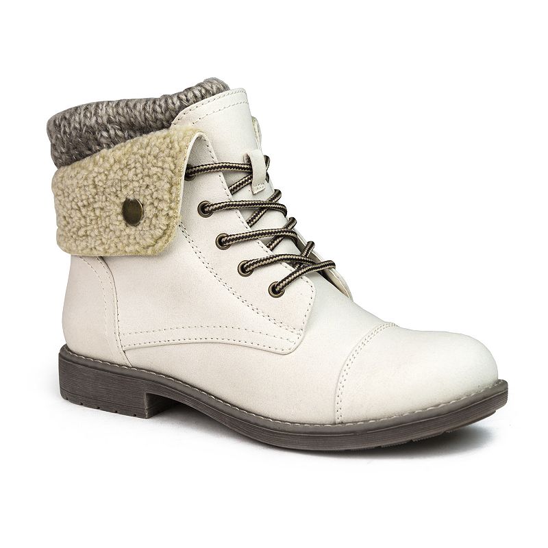 Cliffs by White Mountain Duena Women's Combat Boots, Size: 8 Wide, Winter White