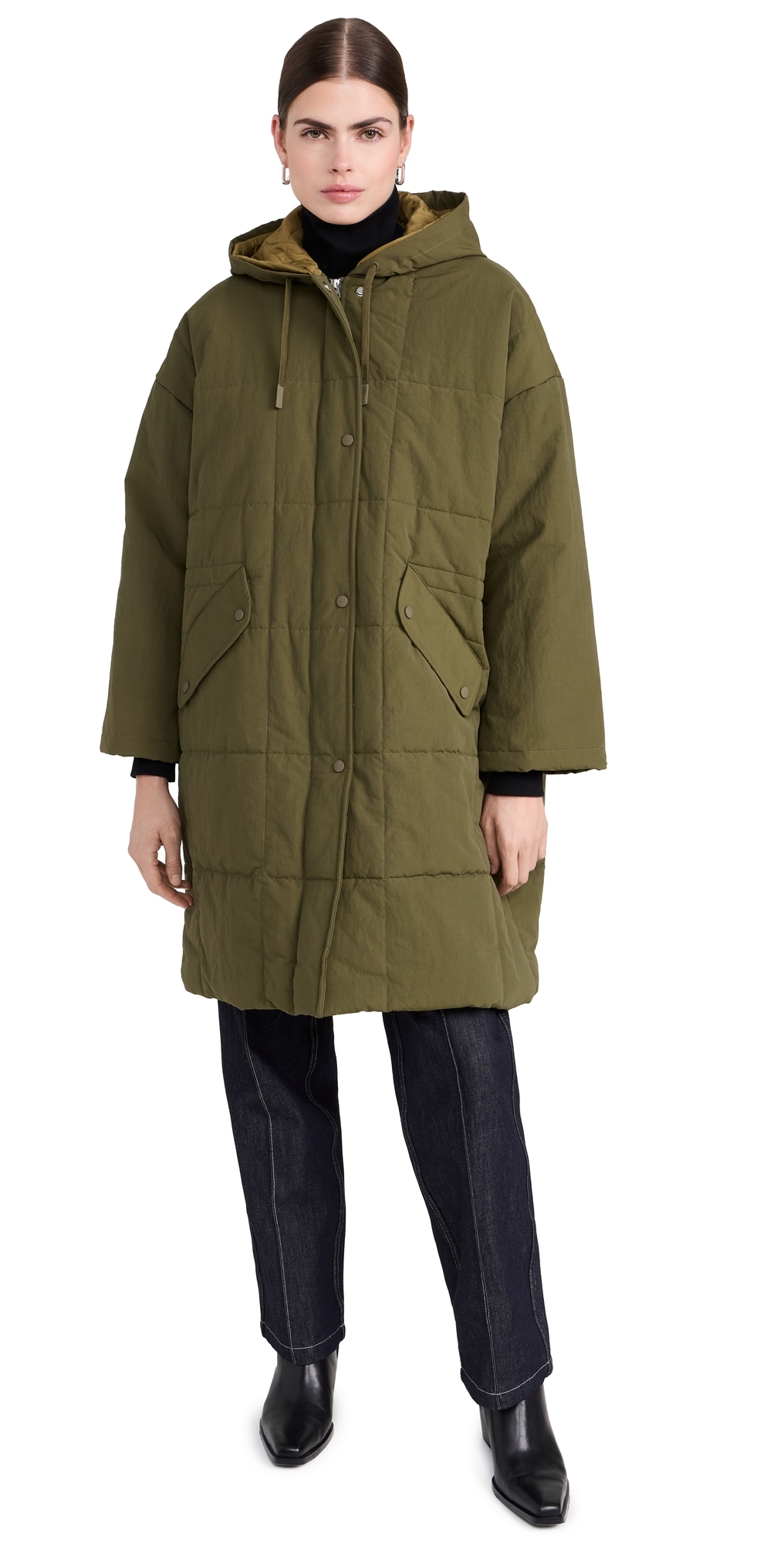 Closed Quilted Coat Clover Green XS