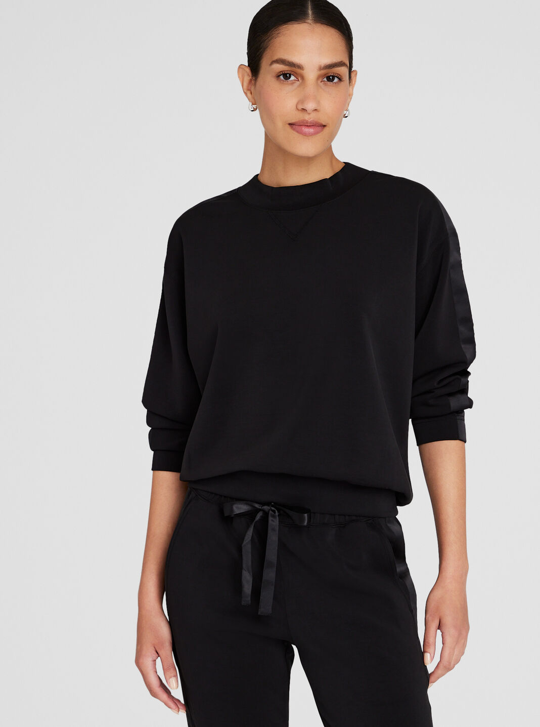 Club Monaco Satin Stripe Sweatshirt - Black