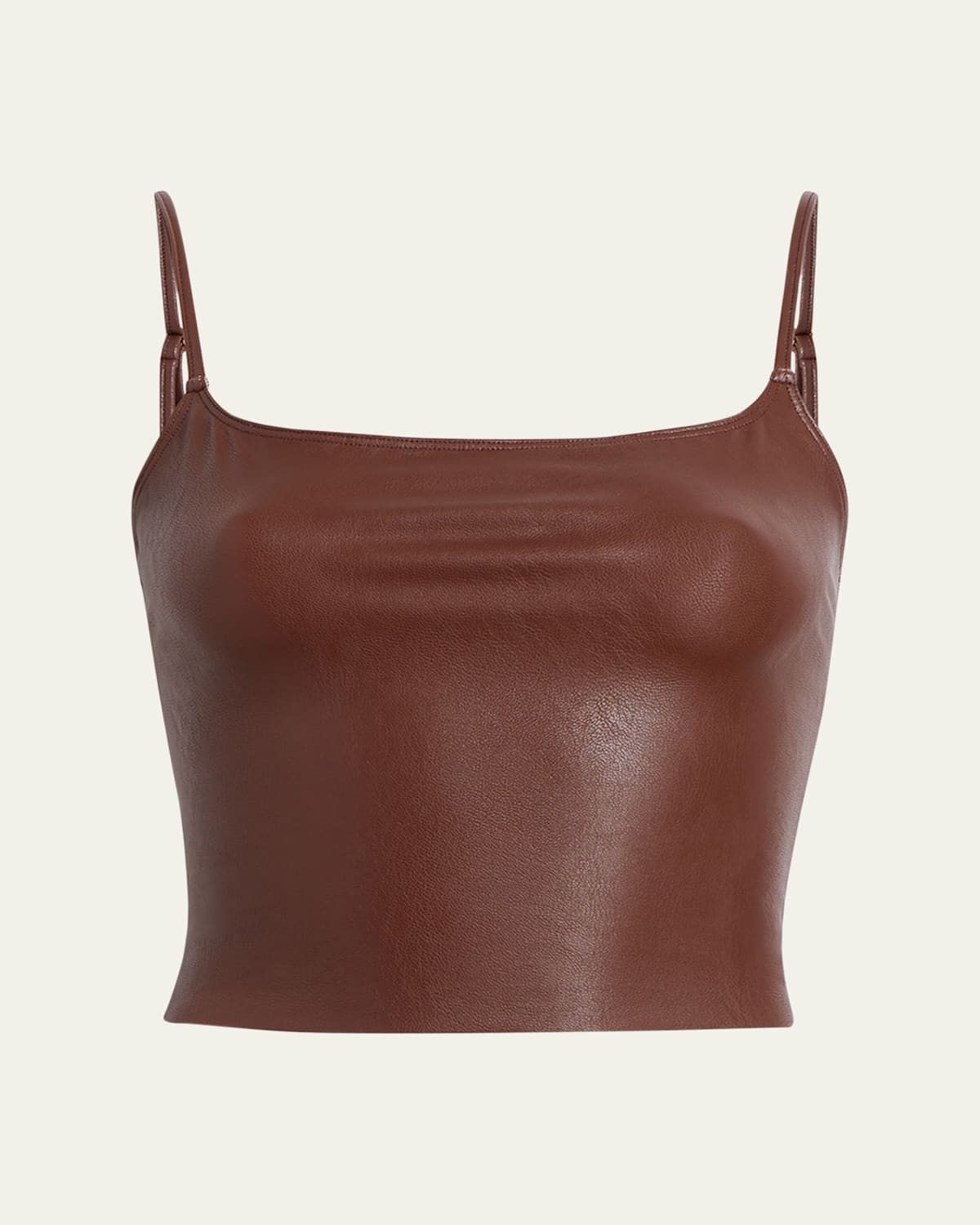 Coated Stretch Faux Leather Cami Crop Top