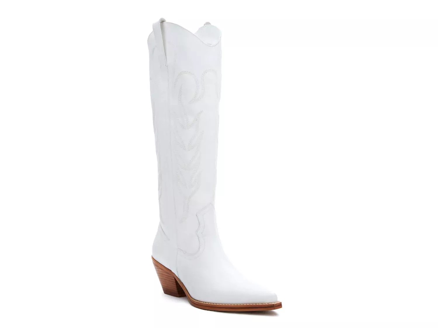 Coconuts Agency Cowboy Boot | Women's | White Leather | Size 6 | Boots