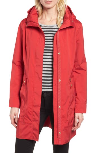 Cole Haan Signature Back Bow Packable Hooded Raincoat in Red at Nordstrom Rack, Size X-Small