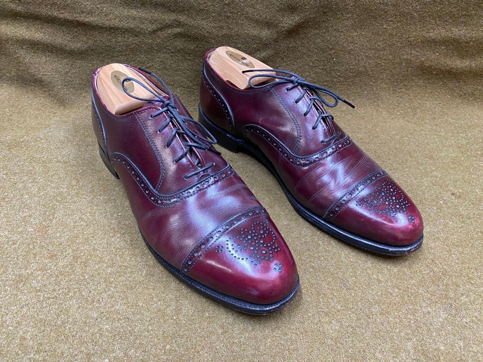 Cole Haan Wingtip Oxfords Brogues Shoes Burgundy Leather Size 9 1/2D