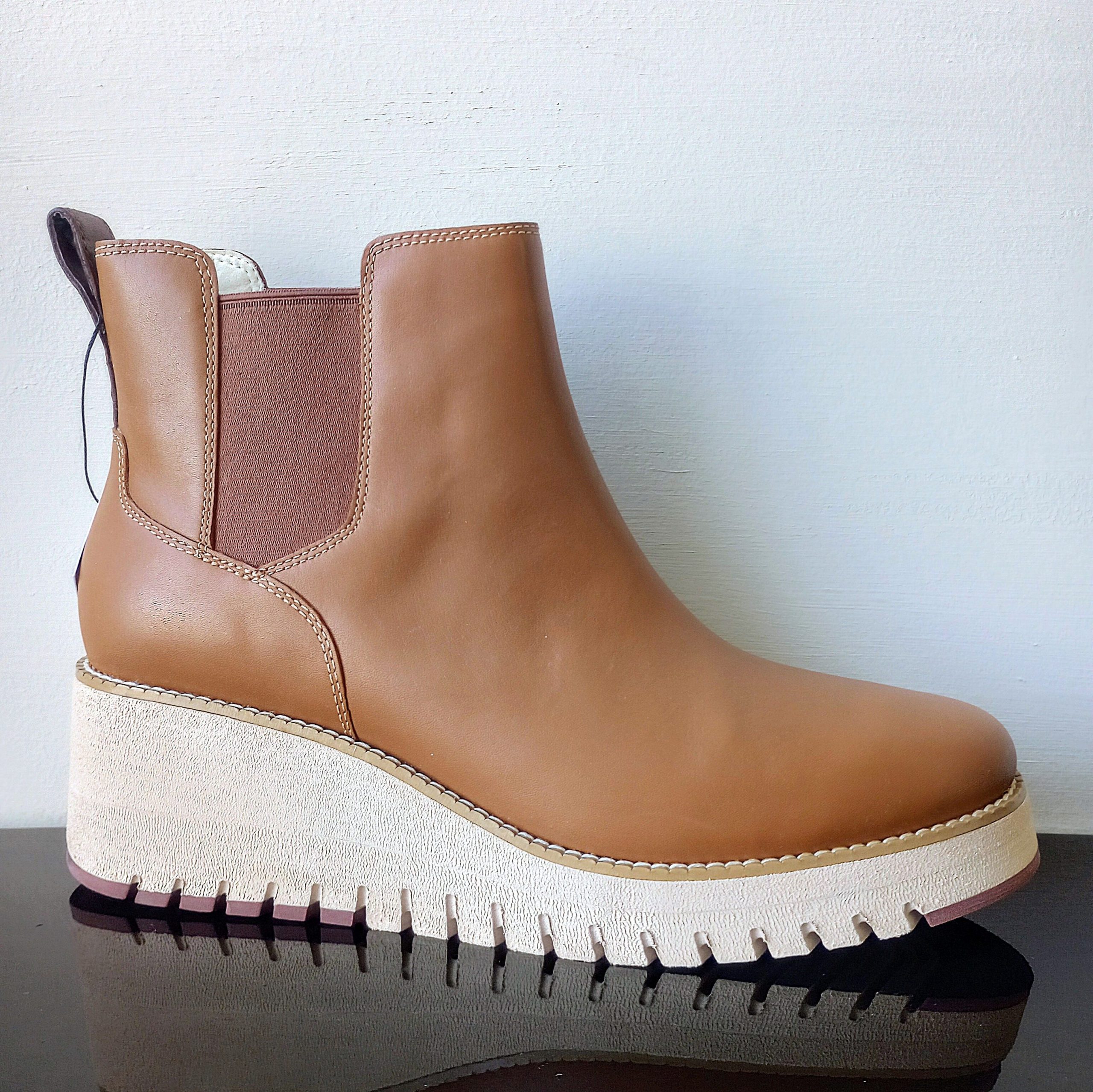 Cole Haan Women Zerogrand City Wedge Waterproof Chelsea Boot in British Tan (Size 9.5)