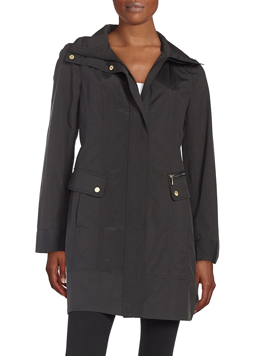 Cole Haan Women's Packable Raincoat - Black - Size XL