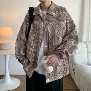 Collar Patterned Button Shacket