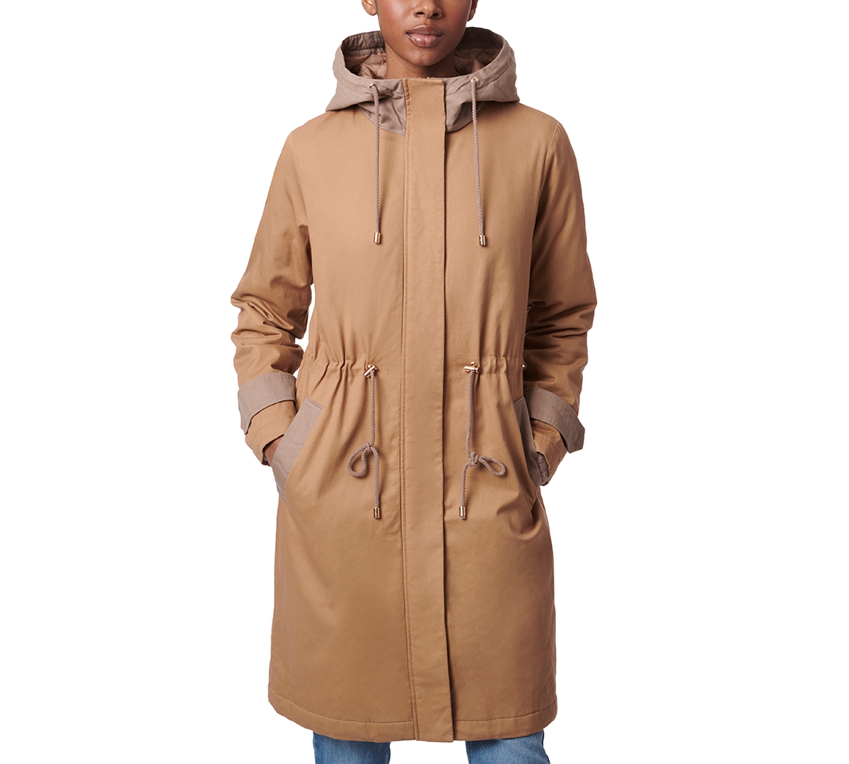 Collection B Juniors Long Hooded Parka Coat - Dark Camel