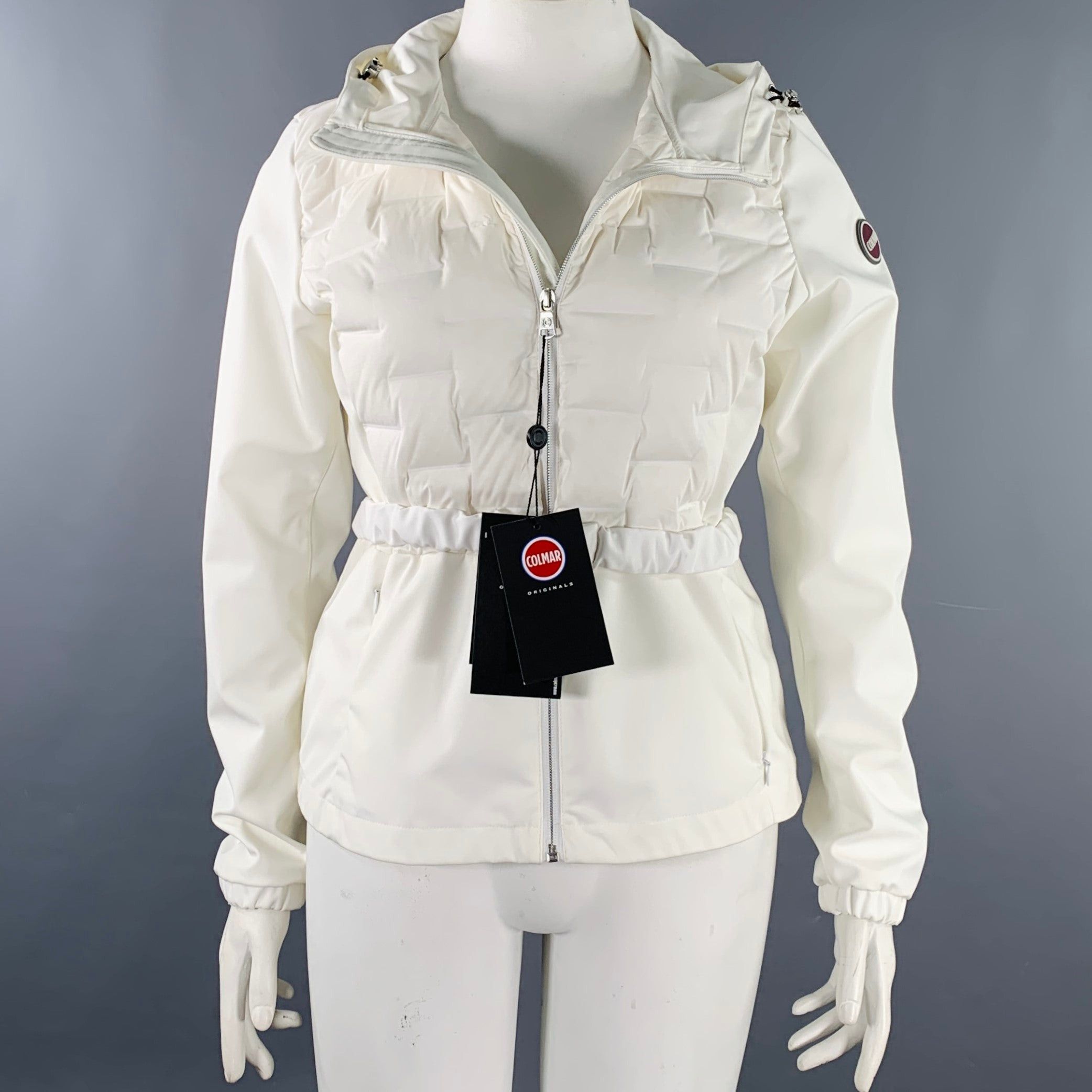 Colmar White Polyester Blend Padded Hooded Jacket, Women's (Size XL)