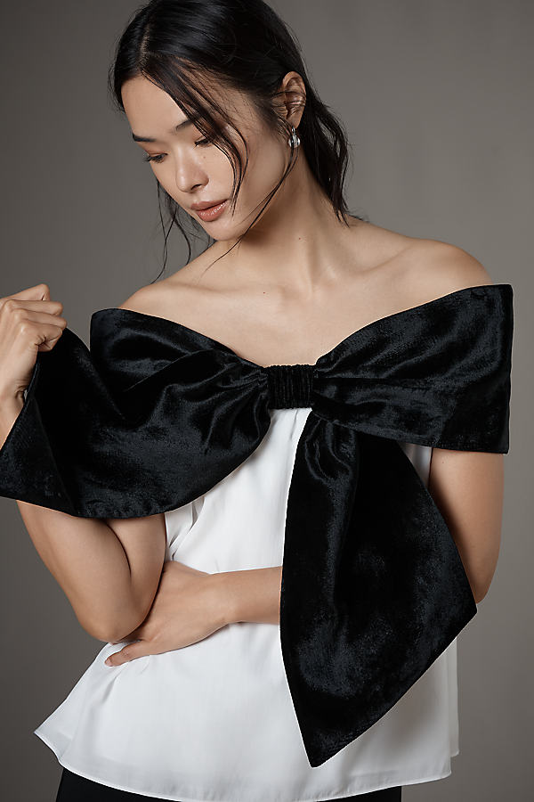 Colorblock Off-The-Shoulder Bow Top