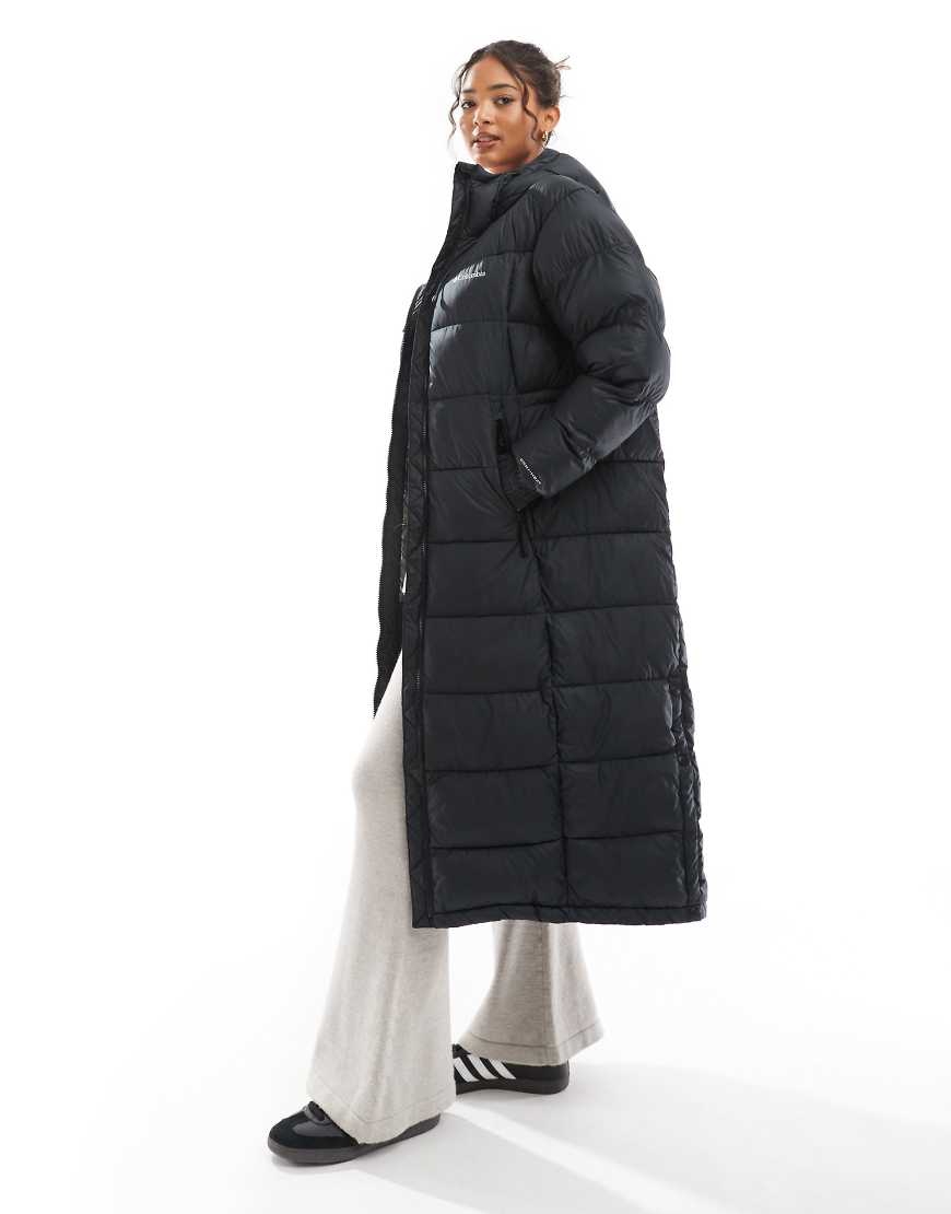 Columbia Pike Lake II long line puffer coat in black