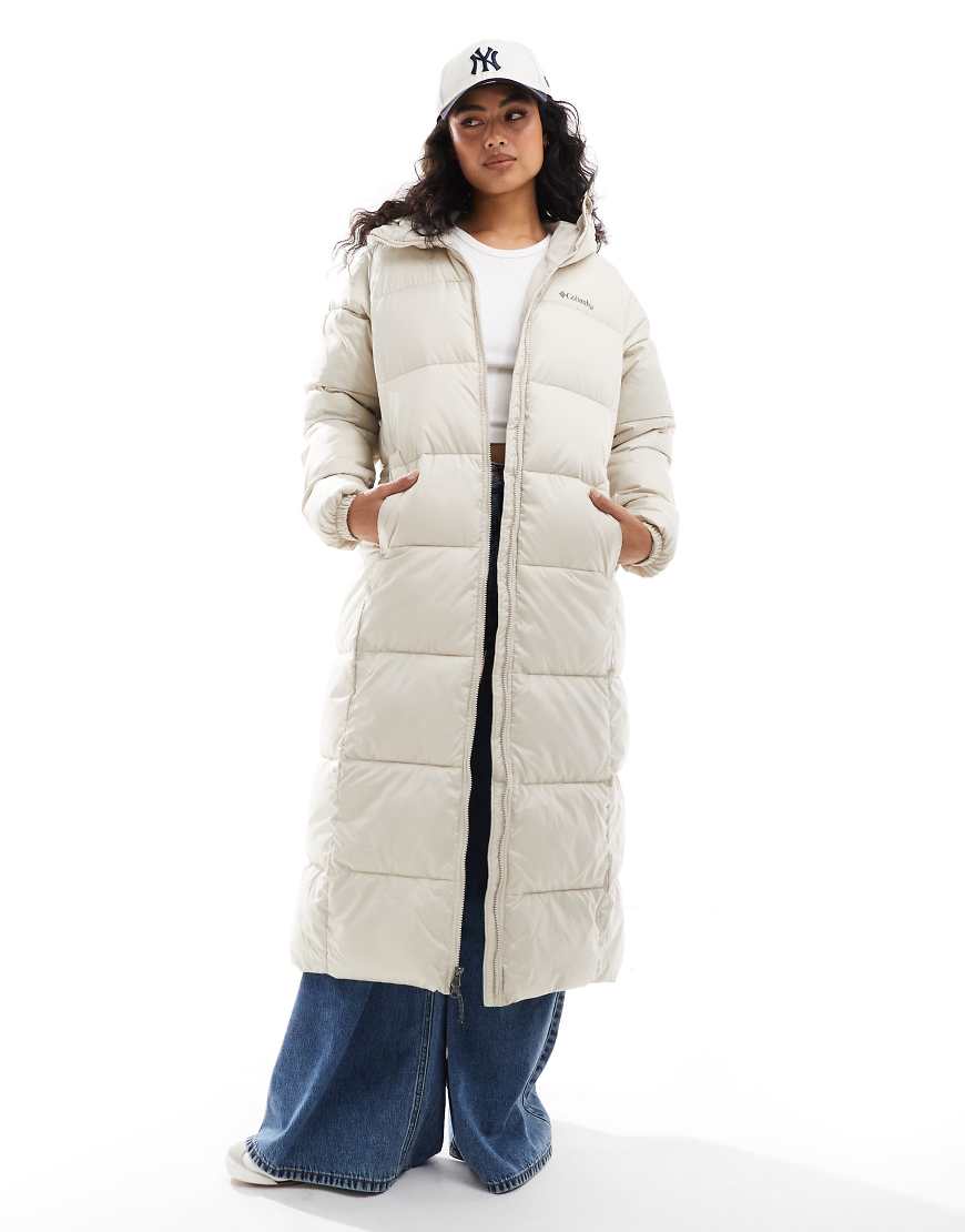 Columbia Puffect II long line puffer coat in dark stone-Neutral