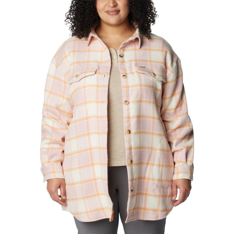 Columbia Sportswear Columbia Women's Plus Calico Basin Shirt Jacket Sunset Peach Bu, 1X - Women's Outdoor Long-Sleeve Tops at Academy Sports