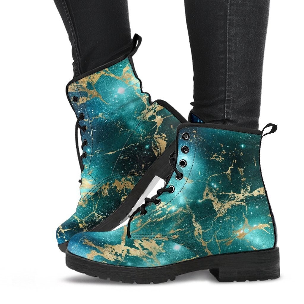 Combat Boots - Watercolor Marble Galaxy #3 | Custom Shoes, Cool Vegan Leather, Hippie Boots, 90S Shoes