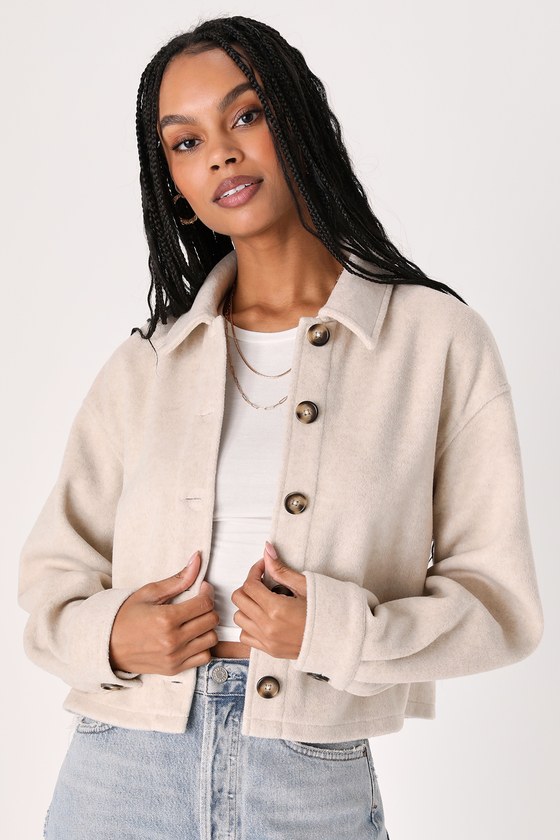 Comfy Essence Beige Cropped Shacket