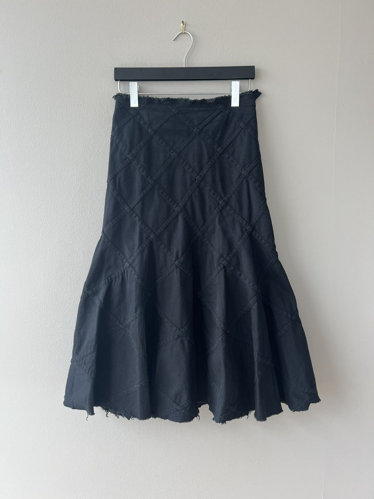 Comme Des Garcons x Junya Watanabe Ss02 Diamond-Denim Mermaid Skirt in Black, Women's (Size 28)