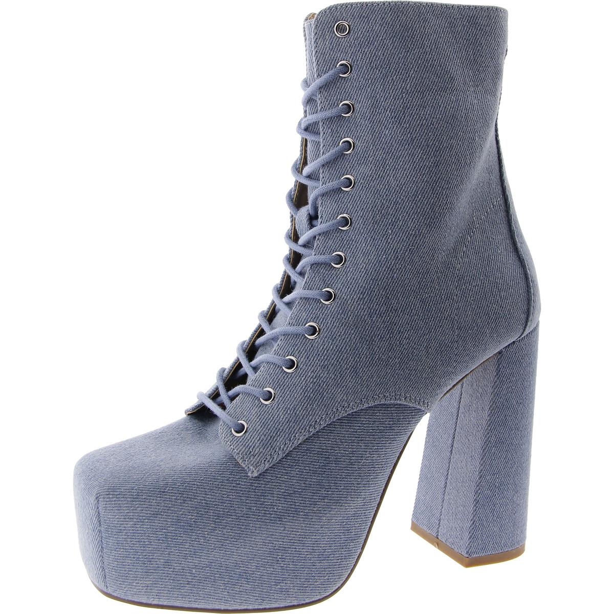 Confident Womens Lace-Up Platform Mid-Calf Boots