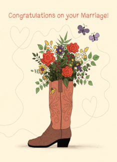 Congratulations on Your Marriage Cowboy Boot Bouquet Greeting Card