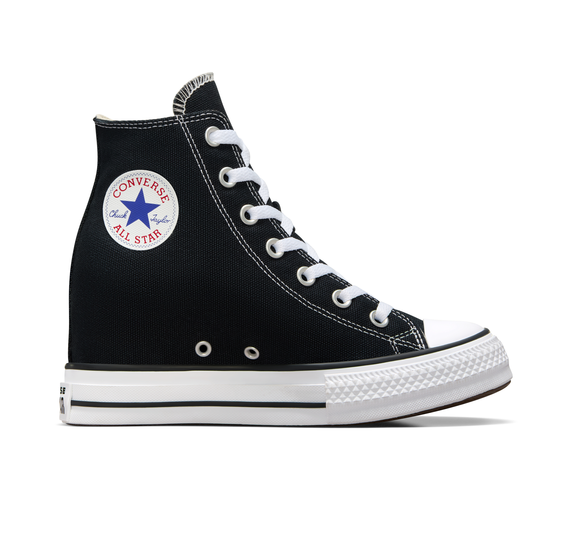 Converse Chuck Taylor All Star Wedge Platform Canvas For Women In Black, Size 10