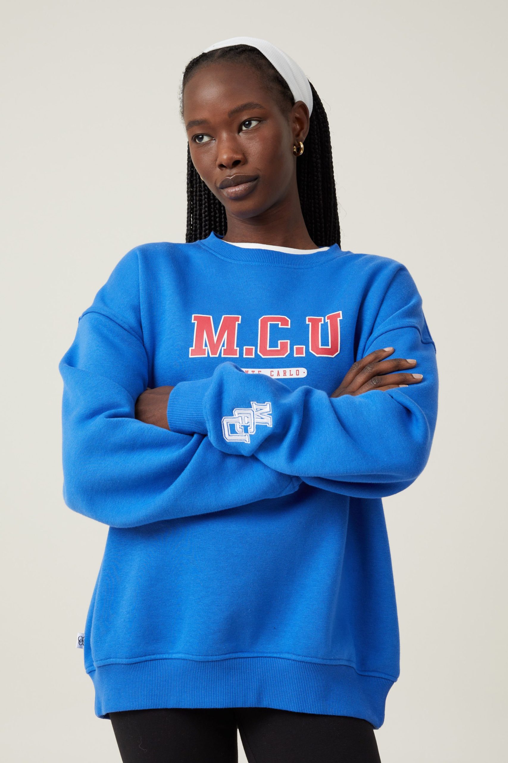 Cotton On Women - Classic Fleece Graphic Crew Sweatshirt - Mcu / pacific blue